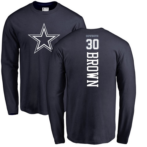 Men Dallas Cowboys Navy Blue Anthony Brown Backer #30 Long Sleeve Nike NFL T Shirt